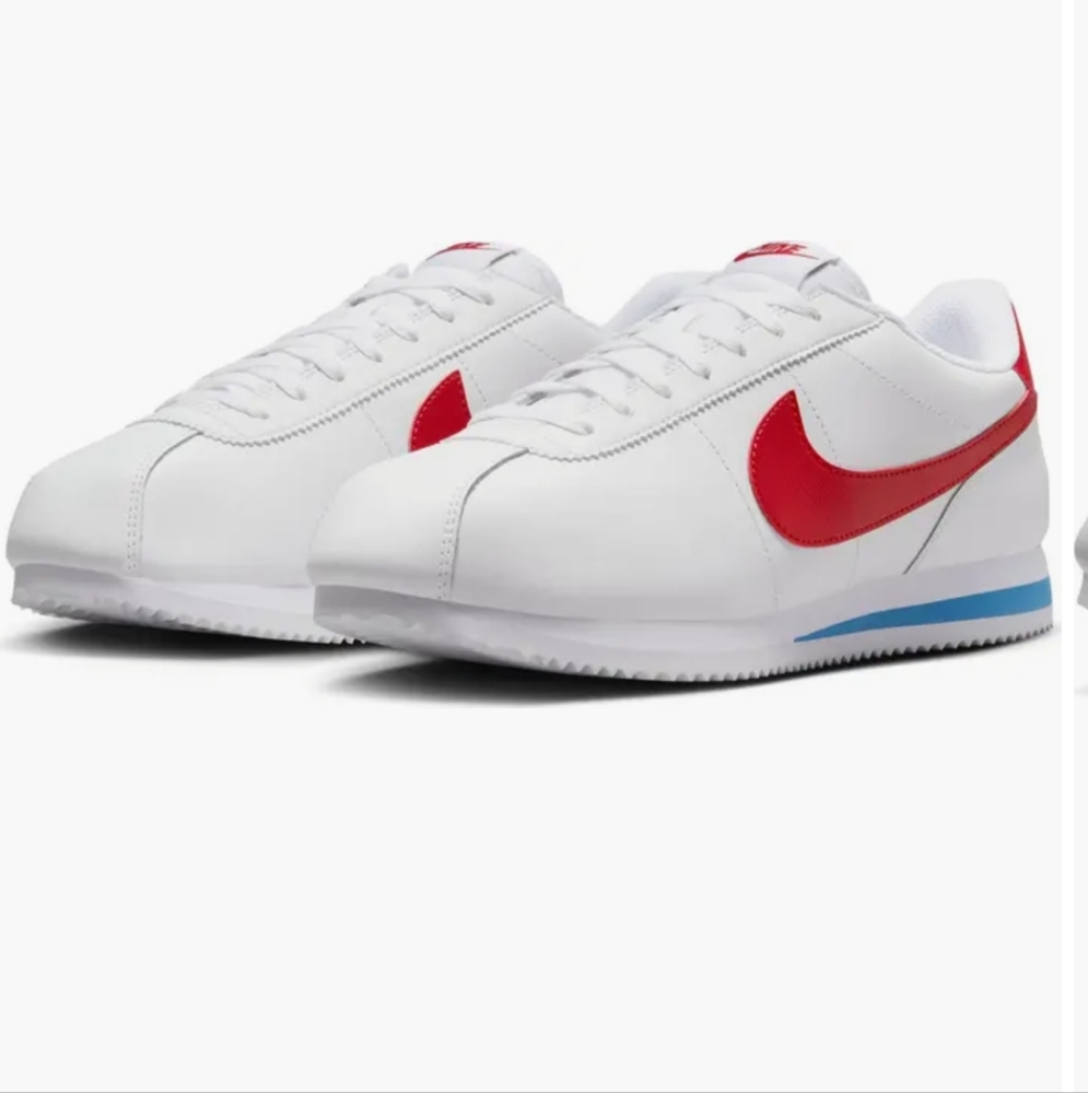 Nike White and Red Cortez Sneakers